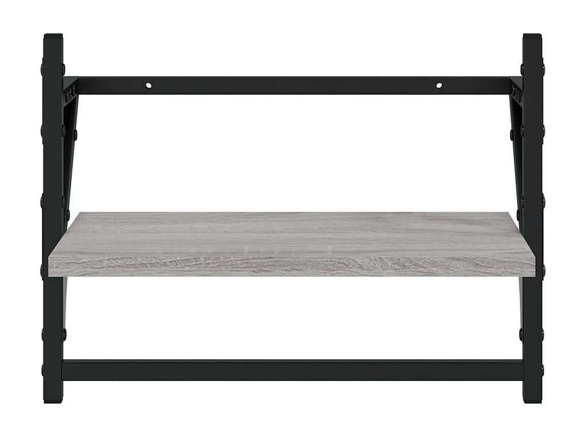 Étagères murales avec barres 2 pcs sonoma gris 40x25x30