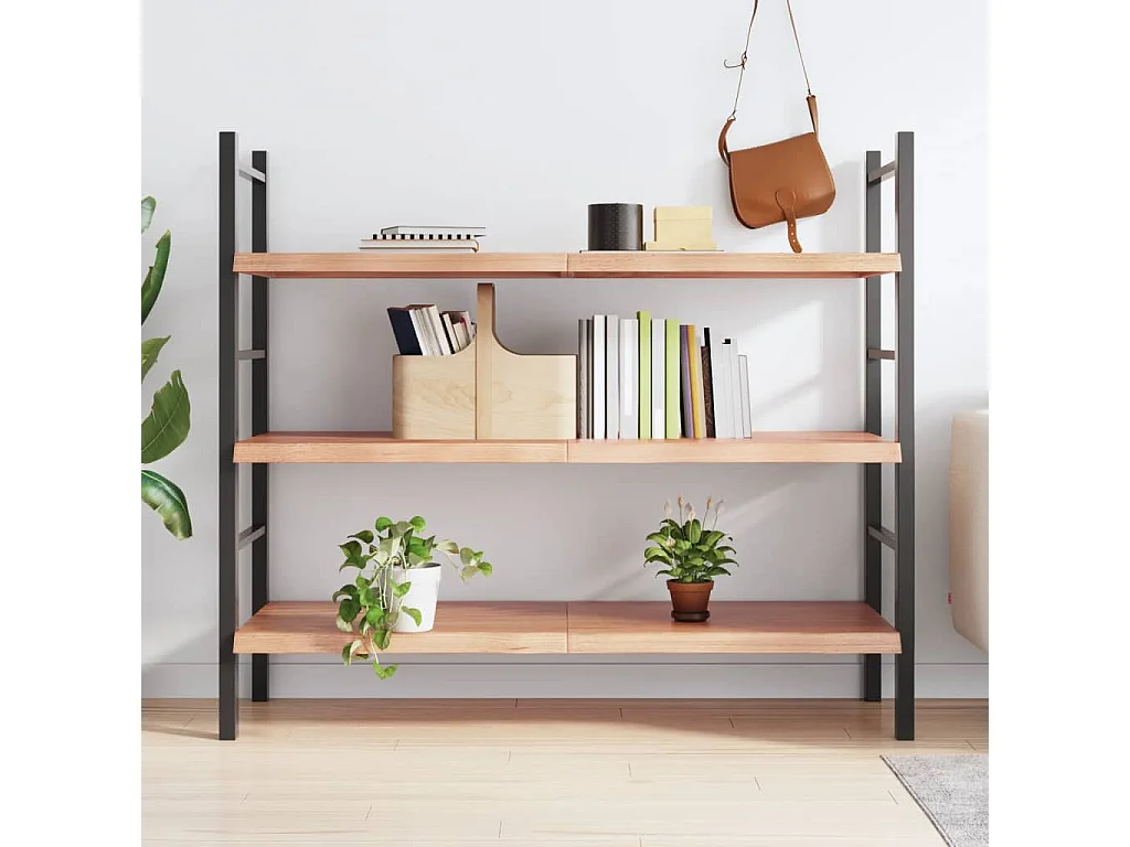 Étagère murale marron clair bois chêne massif traité