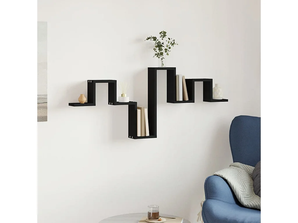 Étagère murale noir 104,5x10x43 bois d'ingénierie