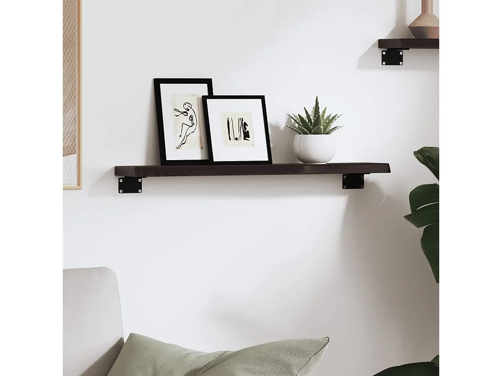 Étagère murale marron foncé 60x10x2 bois chêne massif traité