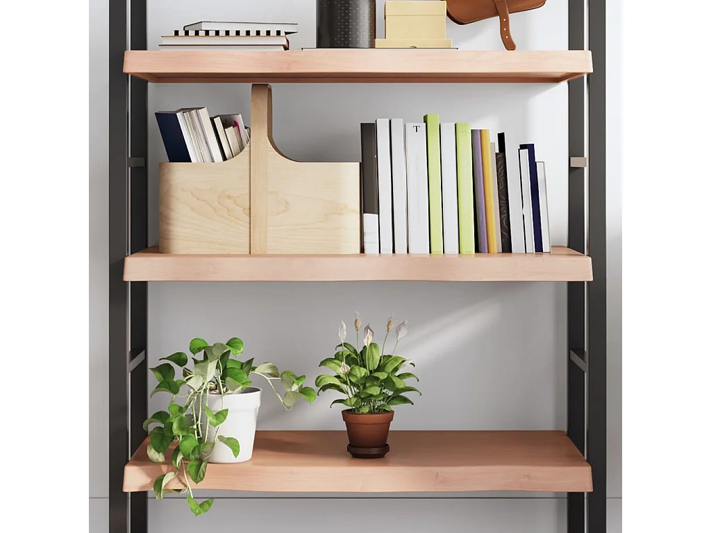 Étagère murale marron clair bois chêne massif traité