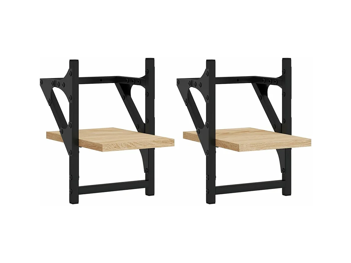 Étagères murales avec barres 2 pcs chêne sonoma 20x25x30