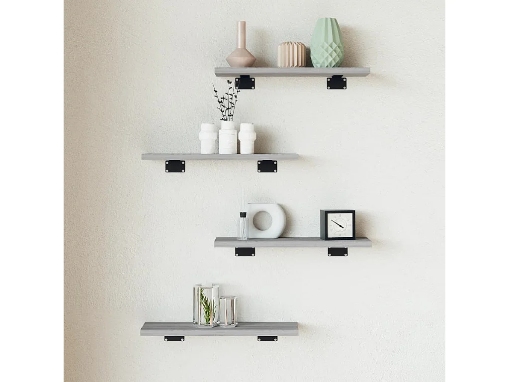 Étagères murales 4 pcs sonoma gris 40x10x1,5 bois ingénierie