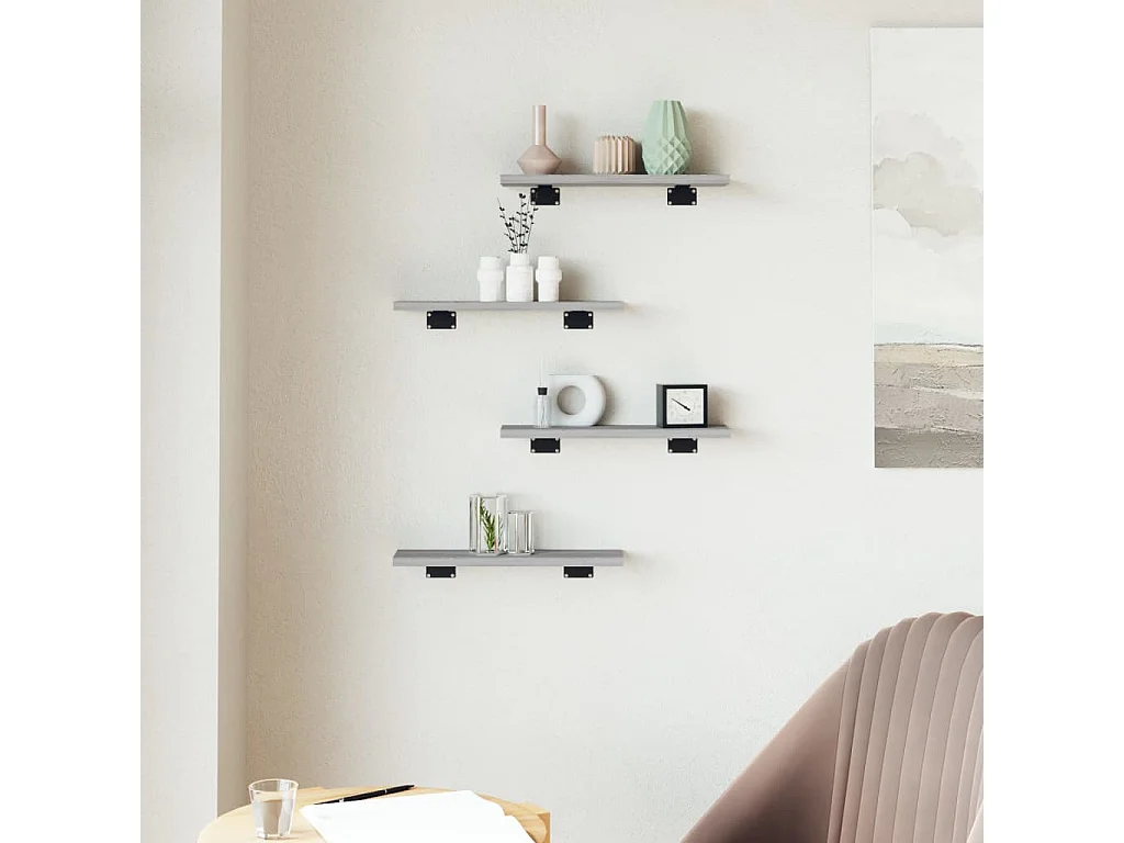 Étagères murales 4 pcs sonoma gris 40x10x1,5 bois ingénierie