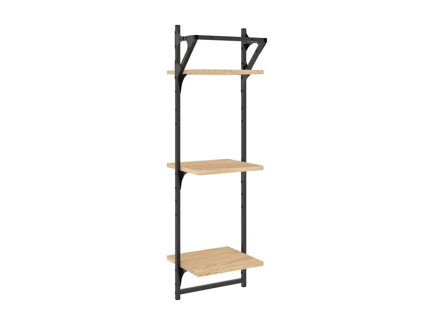 Étagères murales à 3 niveaux avec barres 2 pcs chêne sonoma