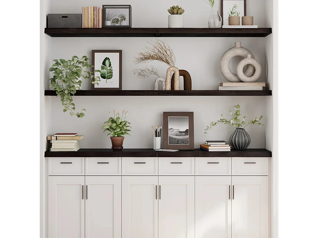 Étagère murale marron foncé bois chêne massif traité