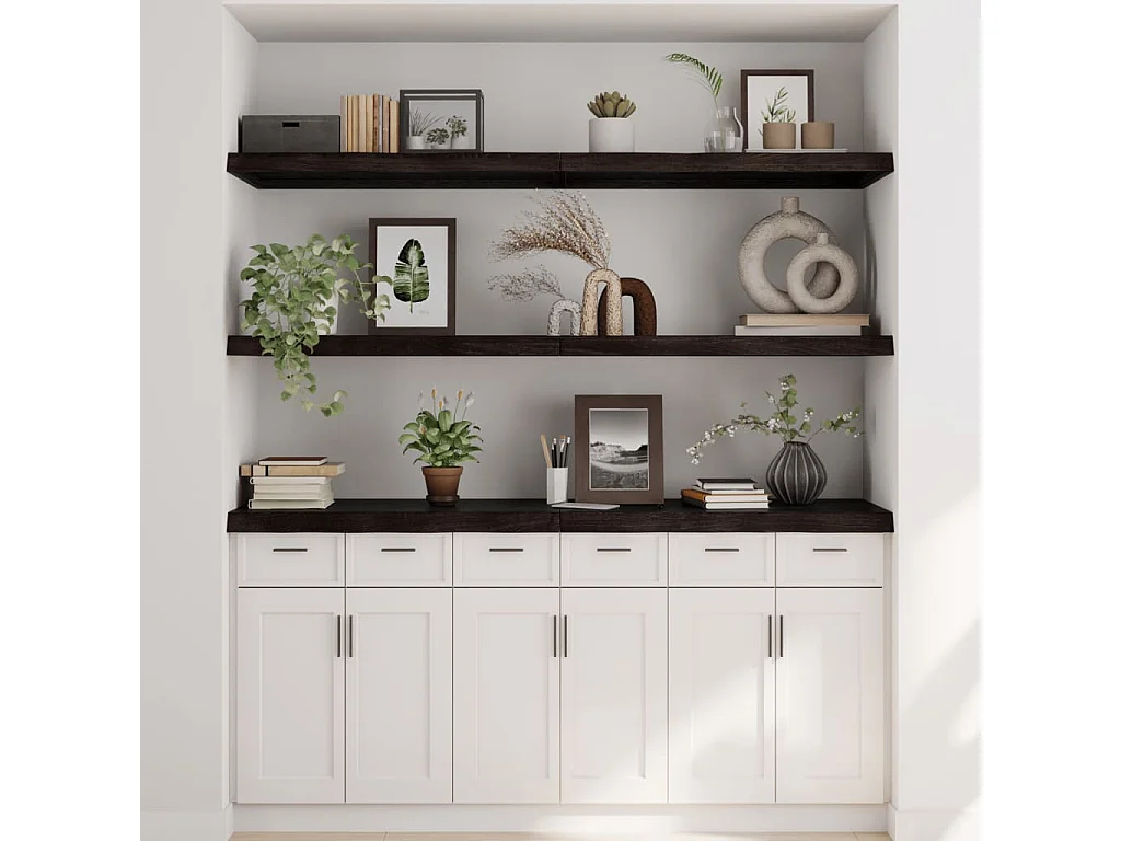 Étagère murale marron foncé bois chêne massif traité