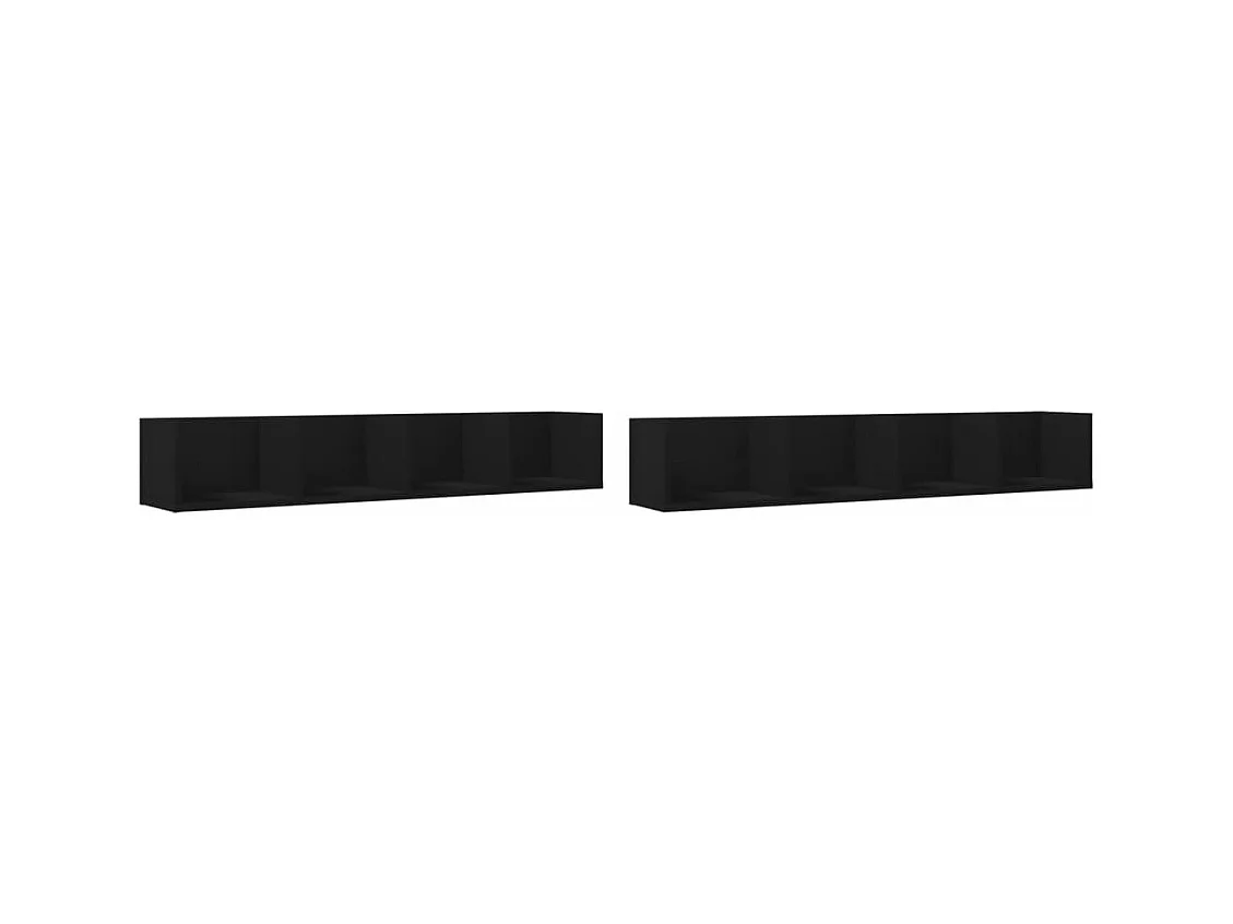 Armoires murales 2 pcs noir 99x18x16,5 bois d'ingénierie