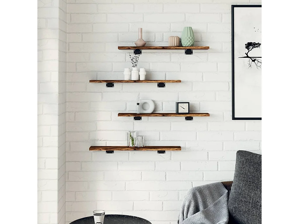 Étagères murales 4 pcs chêne fumé 60x10x1,5 bois d'ingénierie