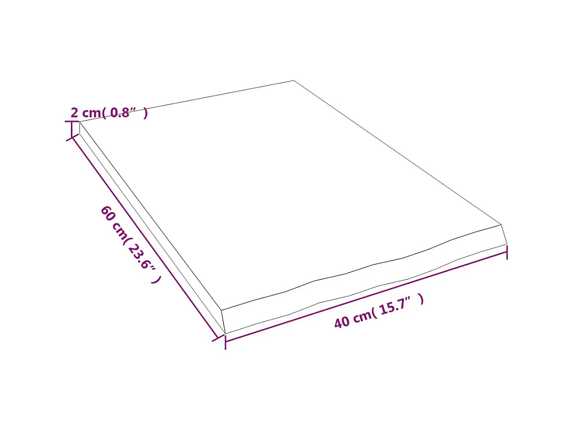 Wandschap 40x60x2 cm behandeld massief eikenhout donkerbruin