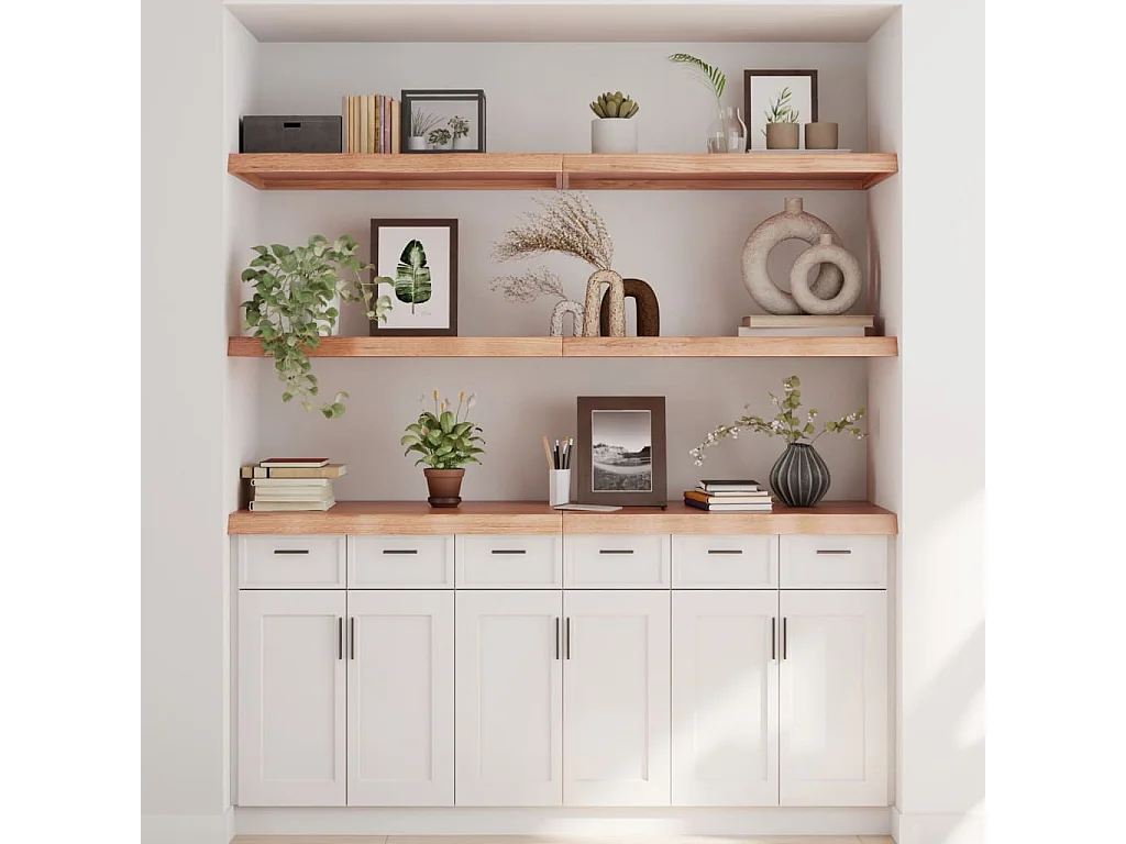 Étagère murale marron clair bois chêne massif traité