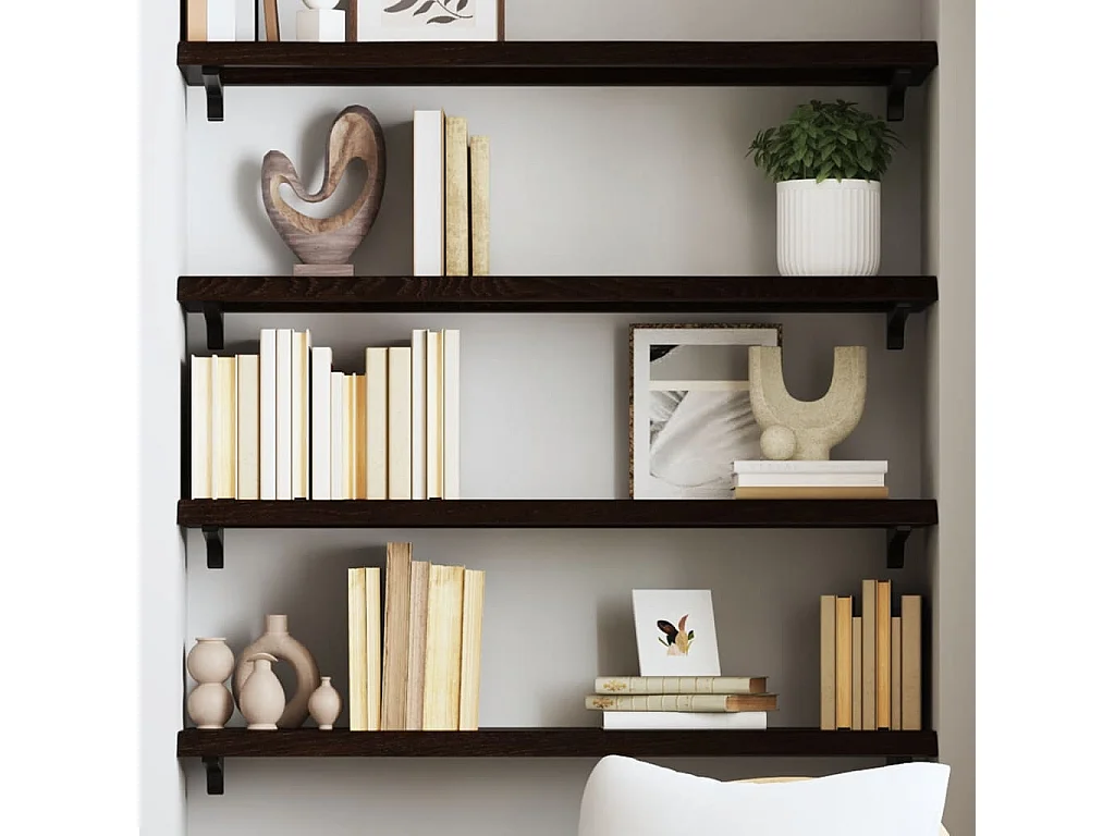 Étagère murale marron foncé bois chêne massif traité