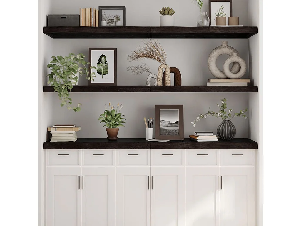 Étagère murale marron foncé bois chêne massif traité