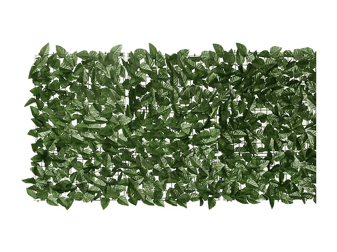 Écran de balcon avec feuilles vert foncé 200x75