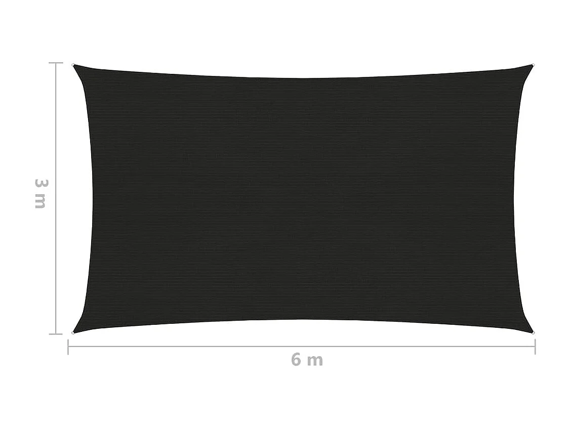 Voile d'ombrage 160 g-m² Noir 3x6 m PEHD