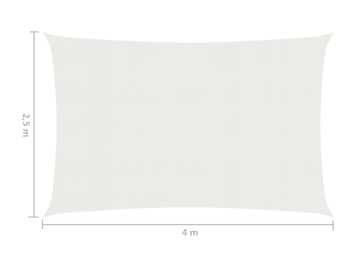 Voile d'ombrage 160 g-m² Blanc 2,5x4 m PEHD