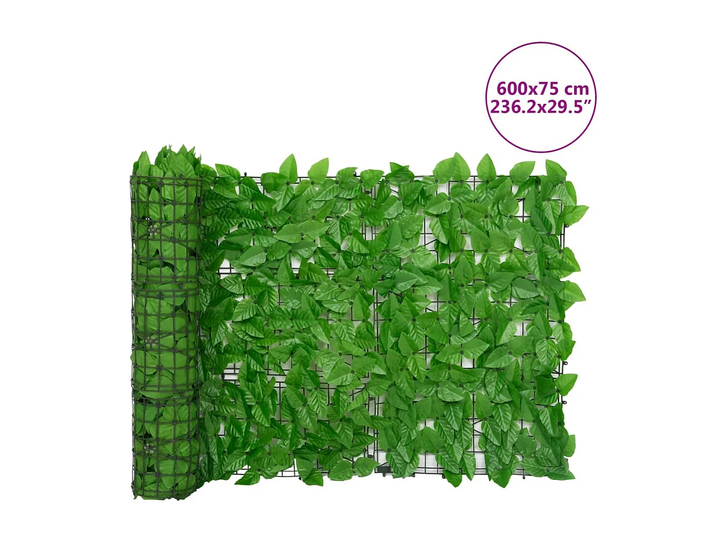 Brise-vue de balcon avec feuilles vert 600x75