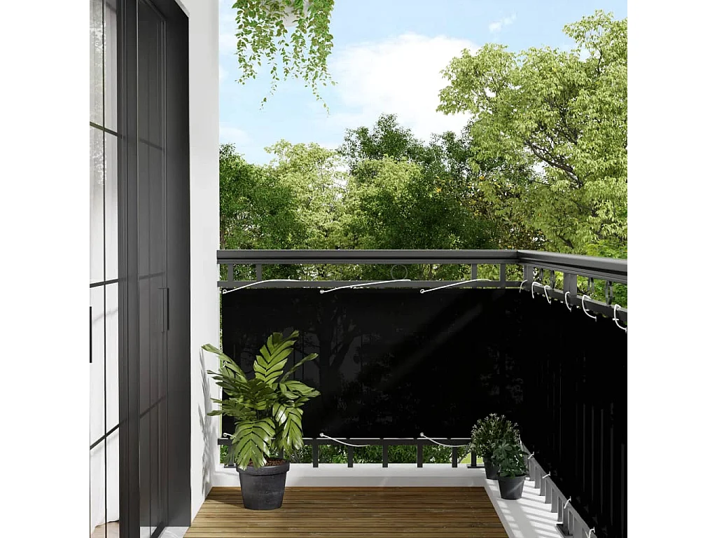 Écran de balcon noir 75x800 100% polyester oxford