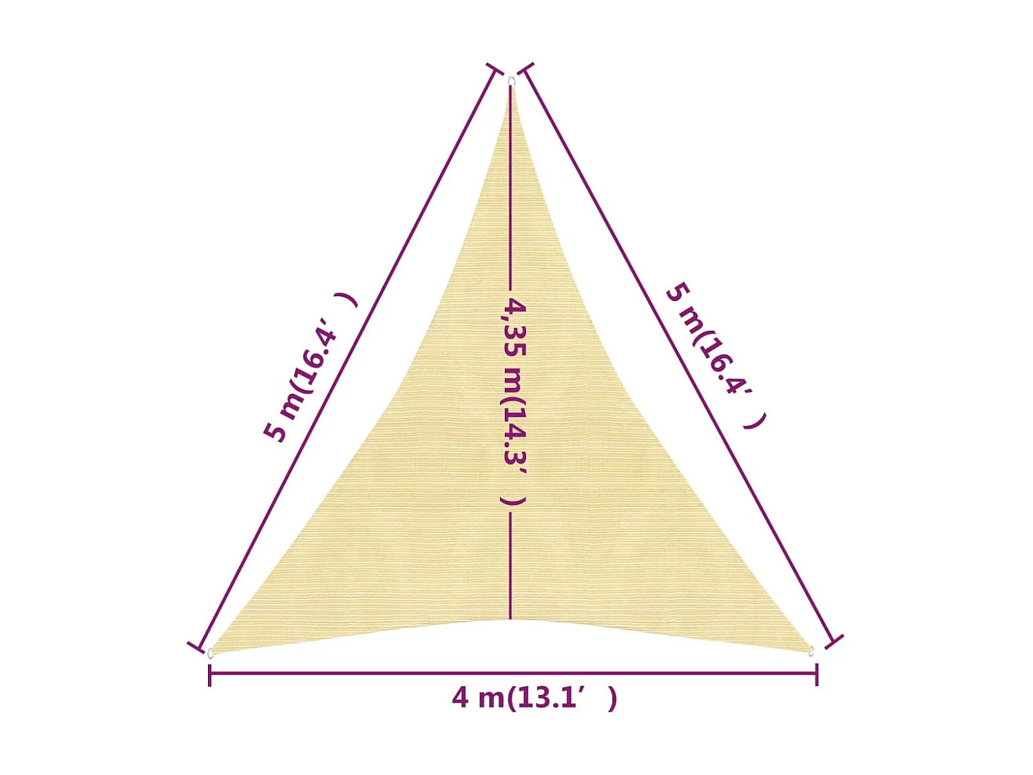 Voile d'ombrage 160 g-m² Beige 4x5x5 m PEHD