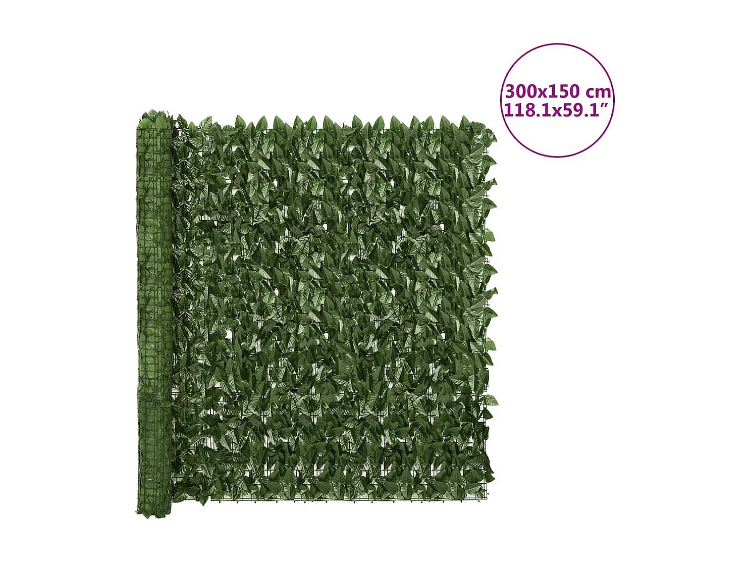 Brise-vue de balcon avec feuilles vert foncé 300x150