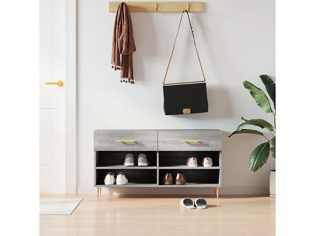 Banc à chaussures sonoma gris 102x35x55 bois d'ingénierie