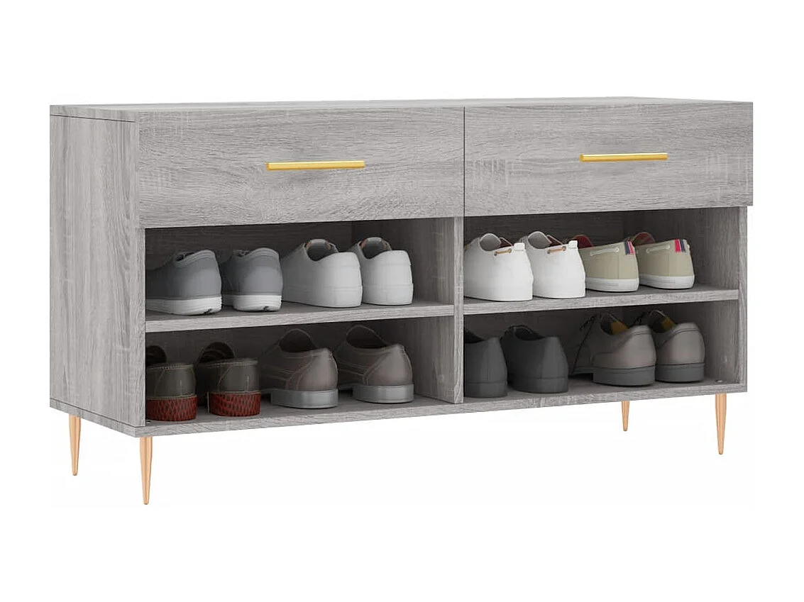 Banc à chaussures sonoma gris 102x35x55 bois d'ingénierie