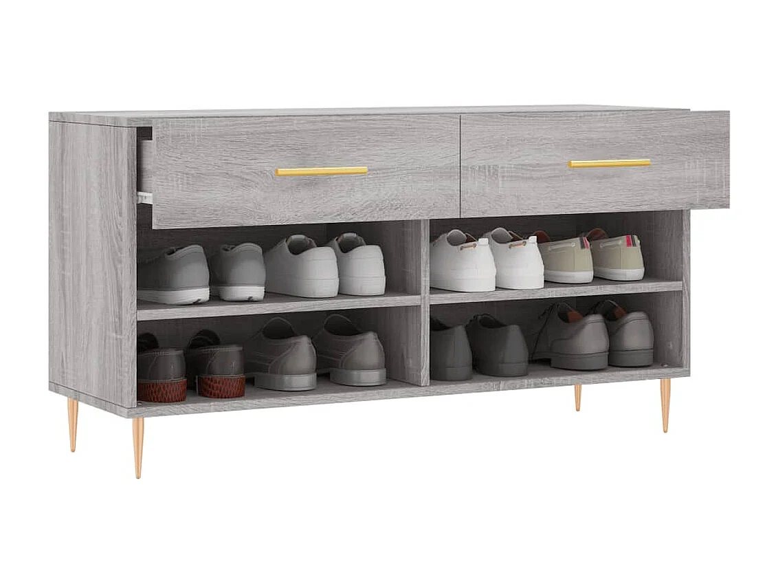 Banc à chaussures sonoma gris 102x35x55 bois d'ingénierie