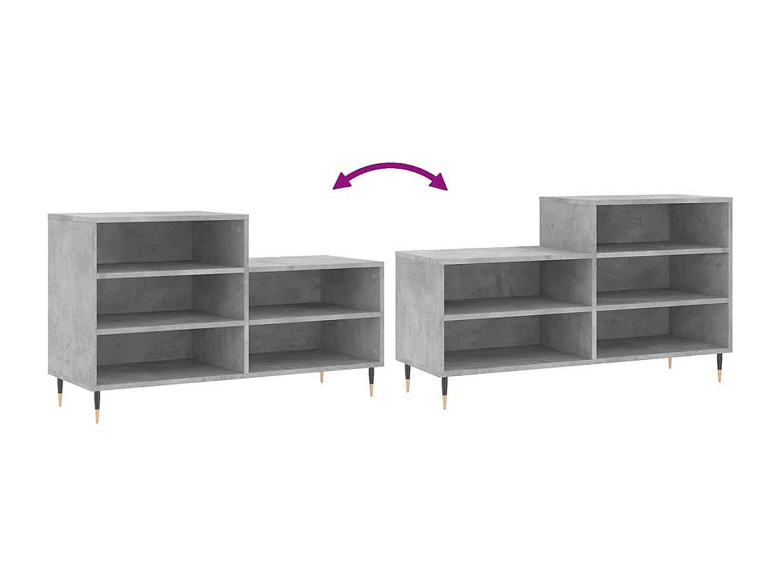 Armoire à chaussures Gris béton 102x36x60 Bois d'ingénierie