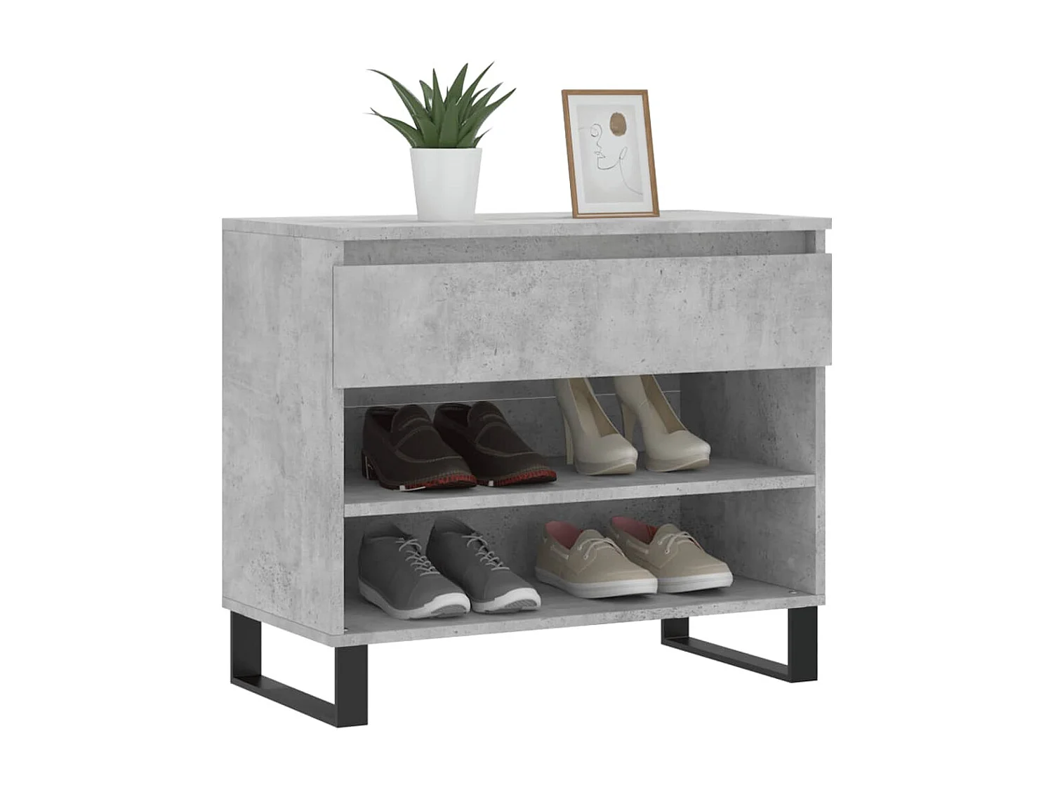 Armoire à chaussures Gris béton 70x36x60 Bois d'ingénierie