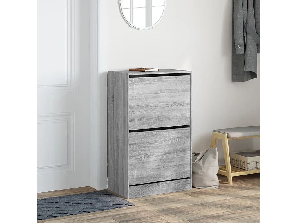 Armoire à chaussures sonoma gris 60x34x96,5 bois d'ingénierie