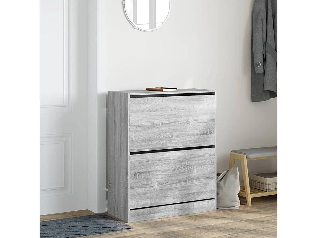 Armoire à chaussures sonoma gris 80x34x96,5 bois d'ingénierie