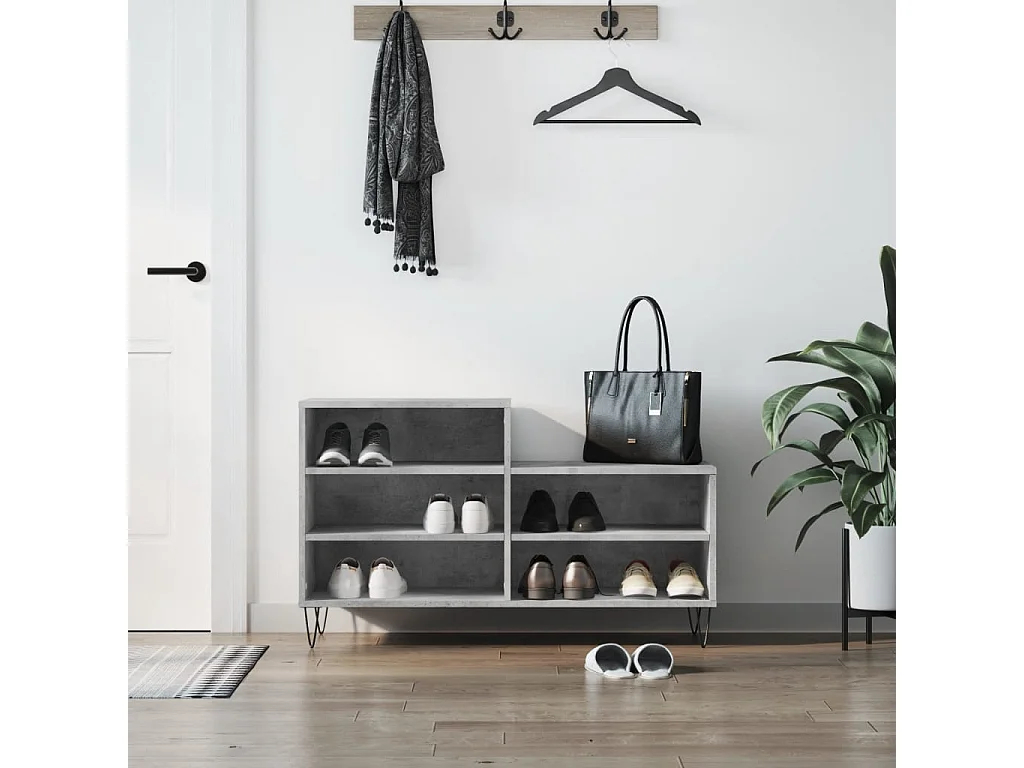 Armoire à chaussures Gris béton 102x36x60 Bois d'ingénierie