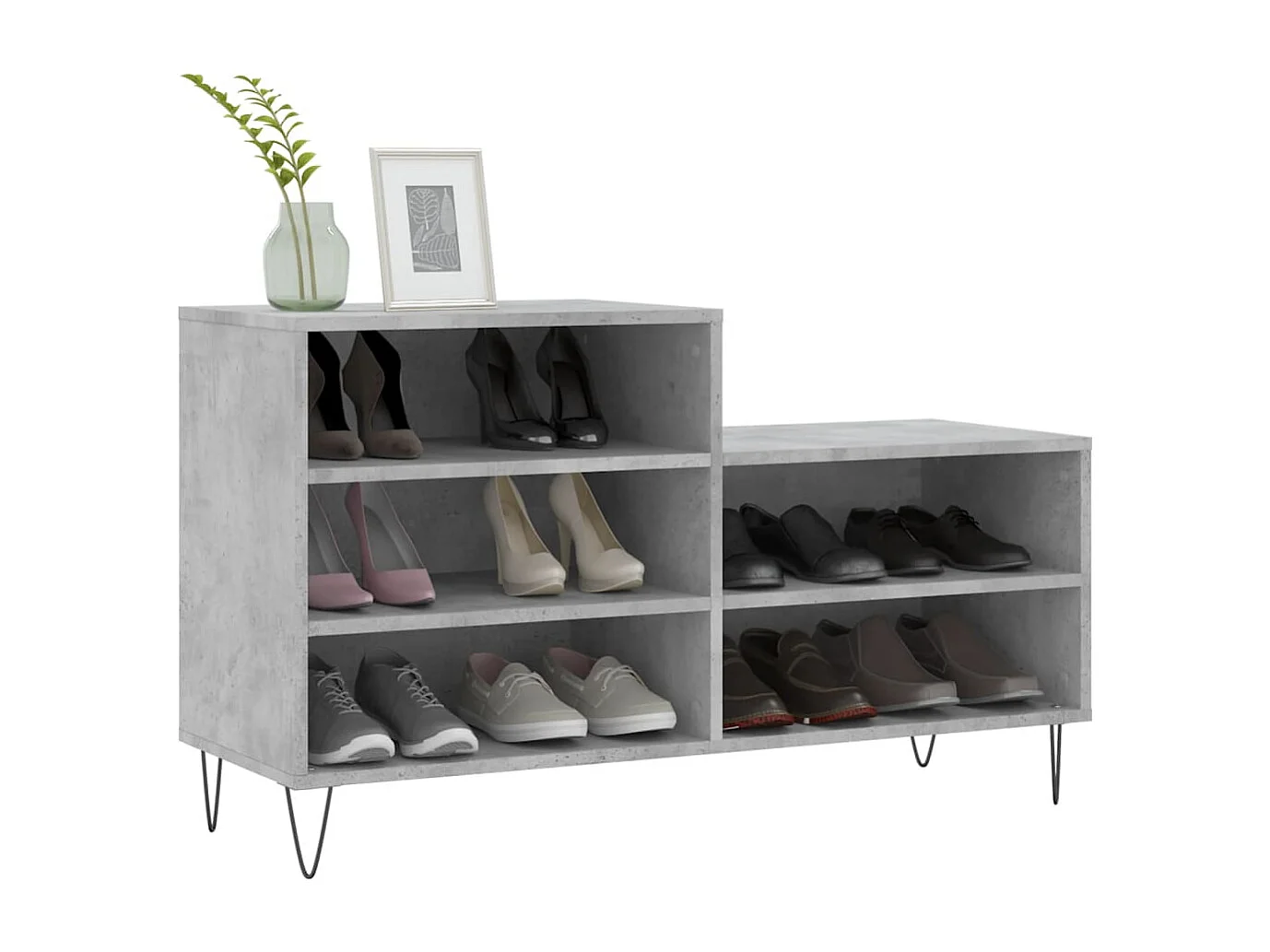 Armoire à chaussures Gris béton 102x36x60 Bois d'ingénierie