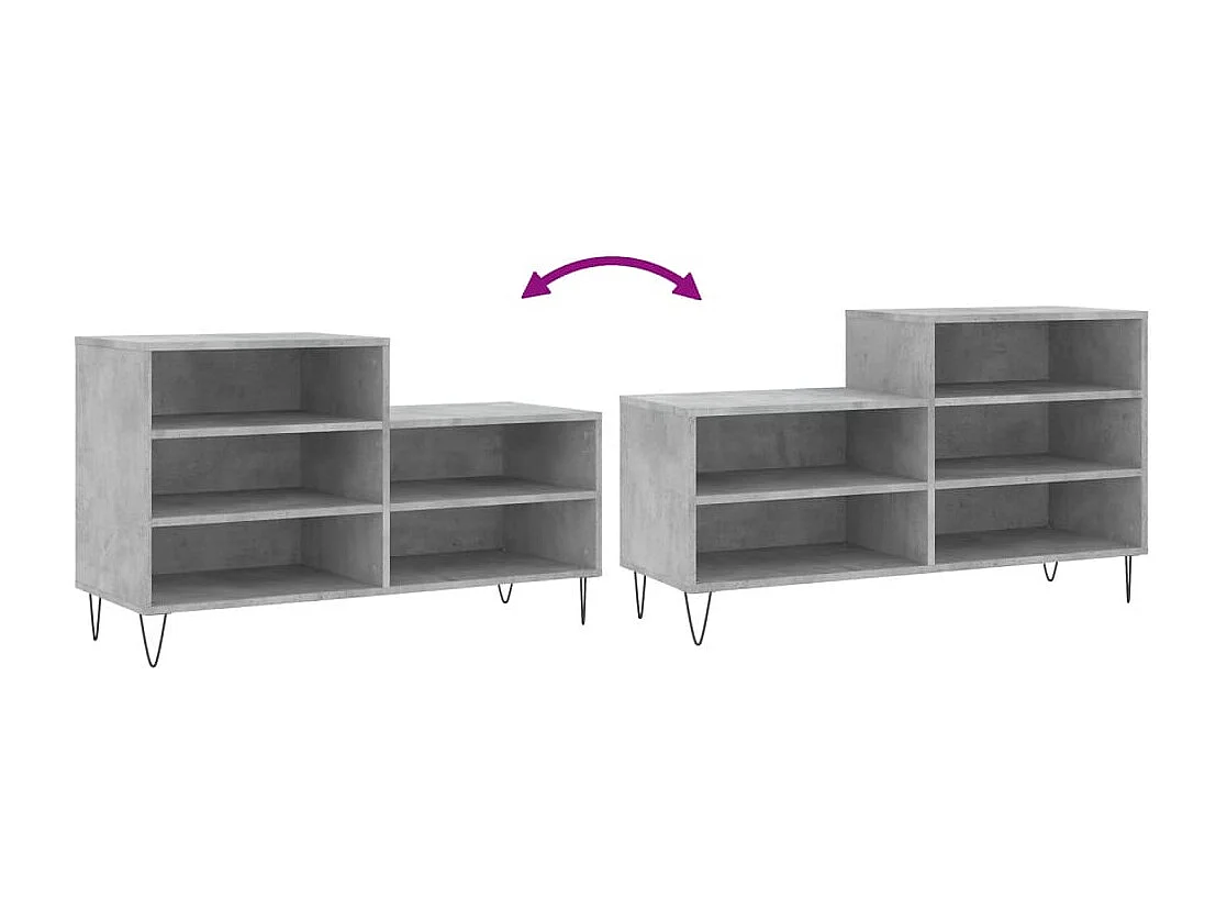 Armoire à chaussures Gris béton 102x36x60 Bois d'ingénierie