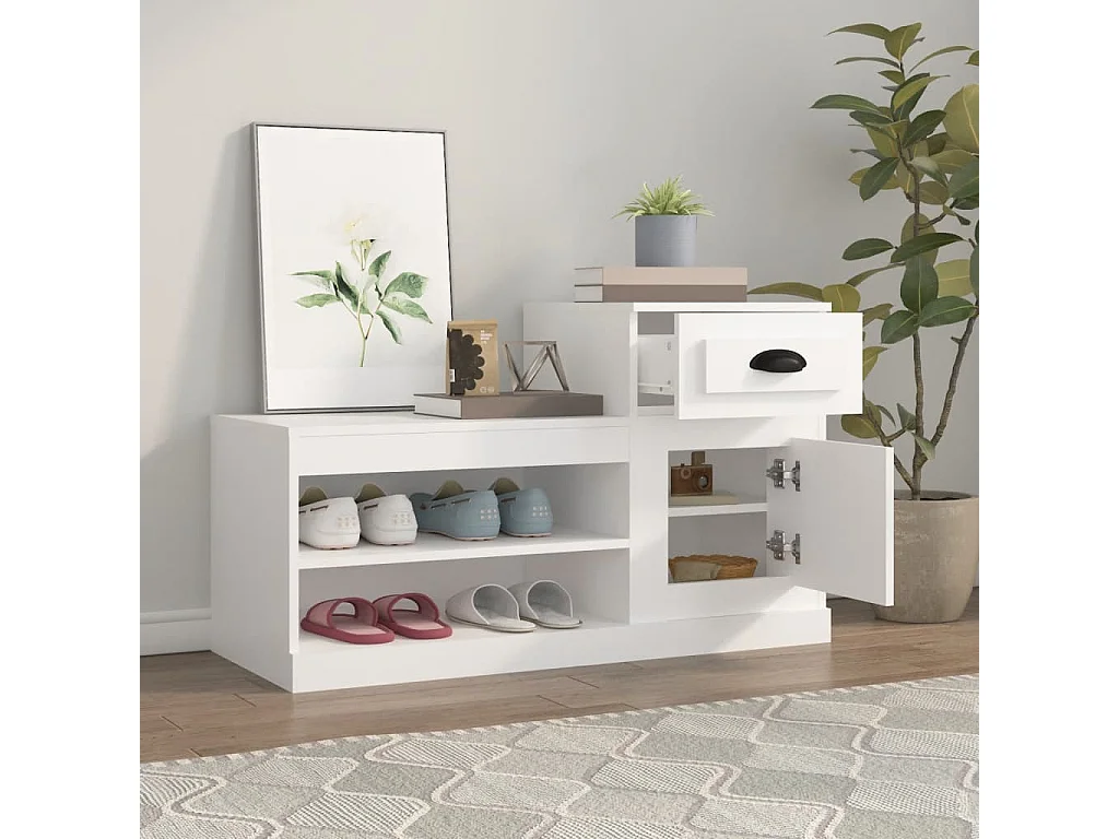 Armoire à chaussures blanc 100x42x60 bois d'ingénierie