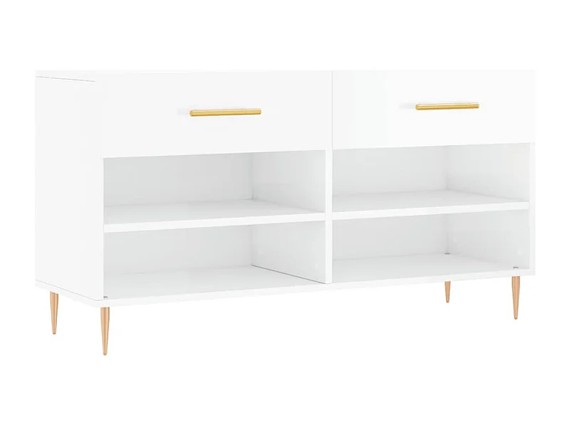 Banc à chaussures blanc brillant 102x35x55 bois d'ingénierie