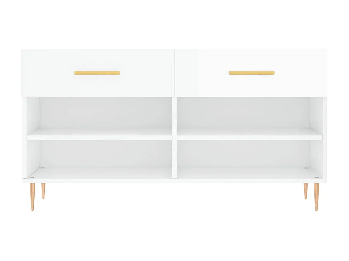 Banc à chaussures blanc brillant 102x35x55 bois d'ingénierie