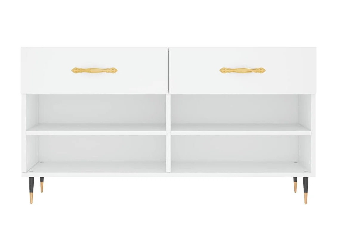 Banc à chaussures blanc 102x35x55 bois d'ingénierie