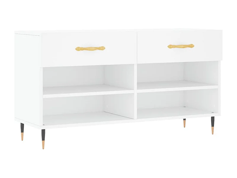 Banc à chaussures blanc 102x35x55 bois d'ingénierie