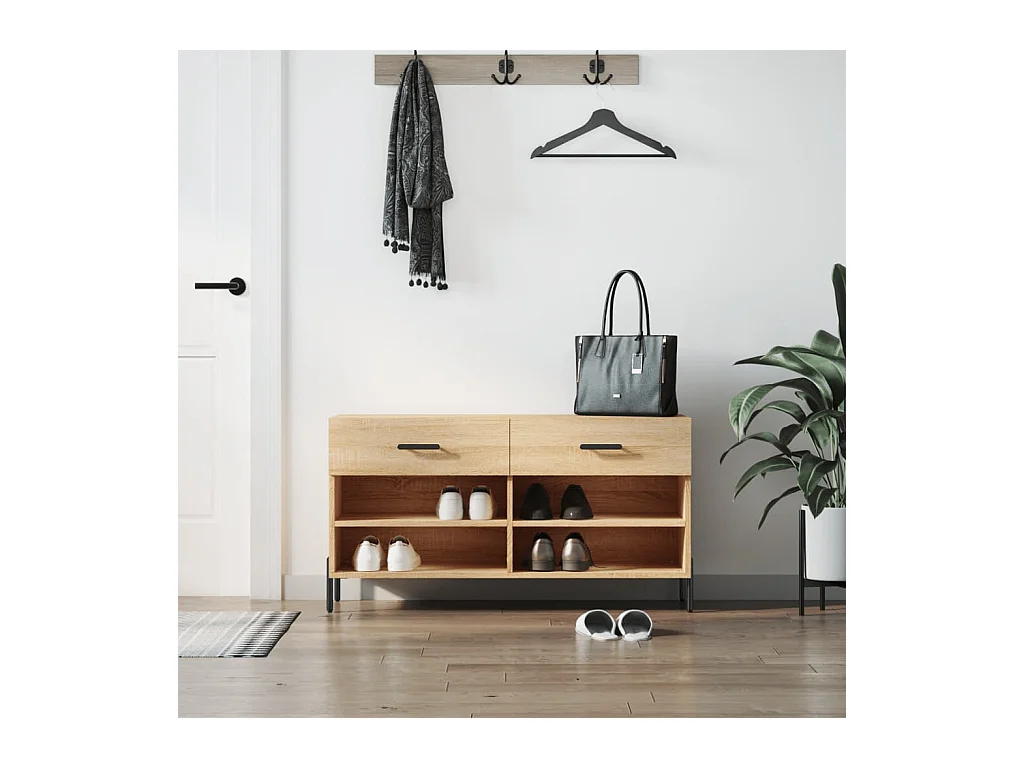 Schoenenbank 102x35x55 cm bewerkt hout sonoma eikenkleurig