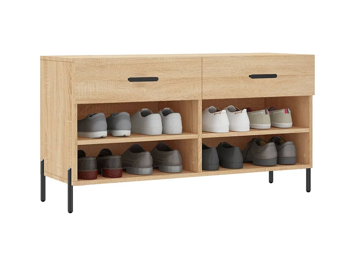 Schoenenbank 102x35x55 cm bewerkt hout sonoma eikenkleurig