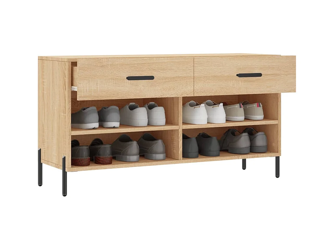 Schoenenbank 102x35x55 cm bewerkt hout sonoma eikenkleurig