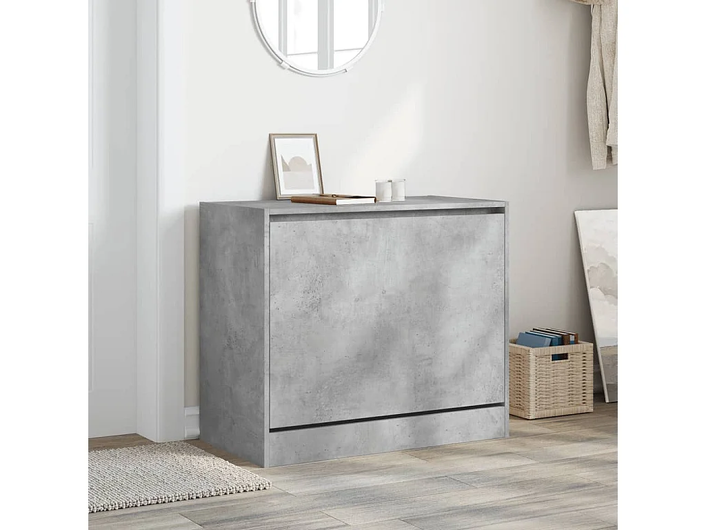Armoire à chaussures gris béton 80x42x69 bois d'ingénierie