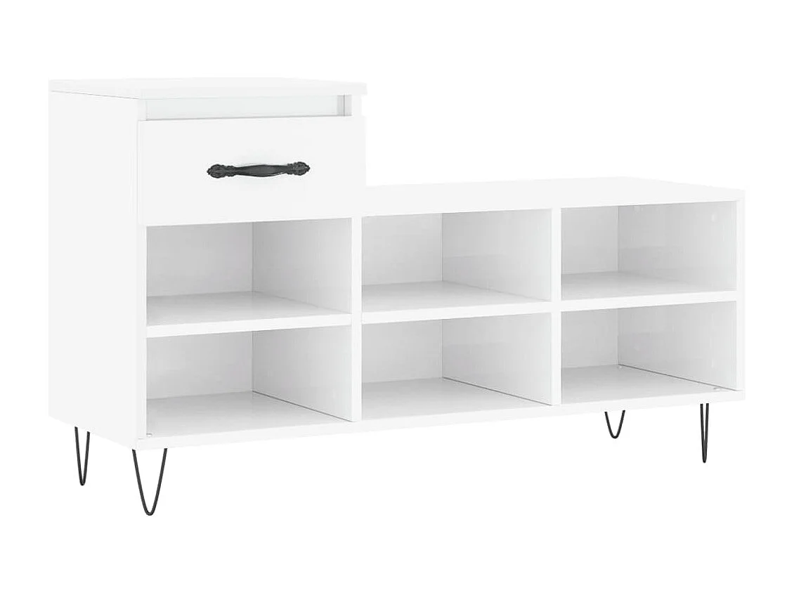 Armoire à chaussure Blanc brillant 102x36x60 Bois ingénierie