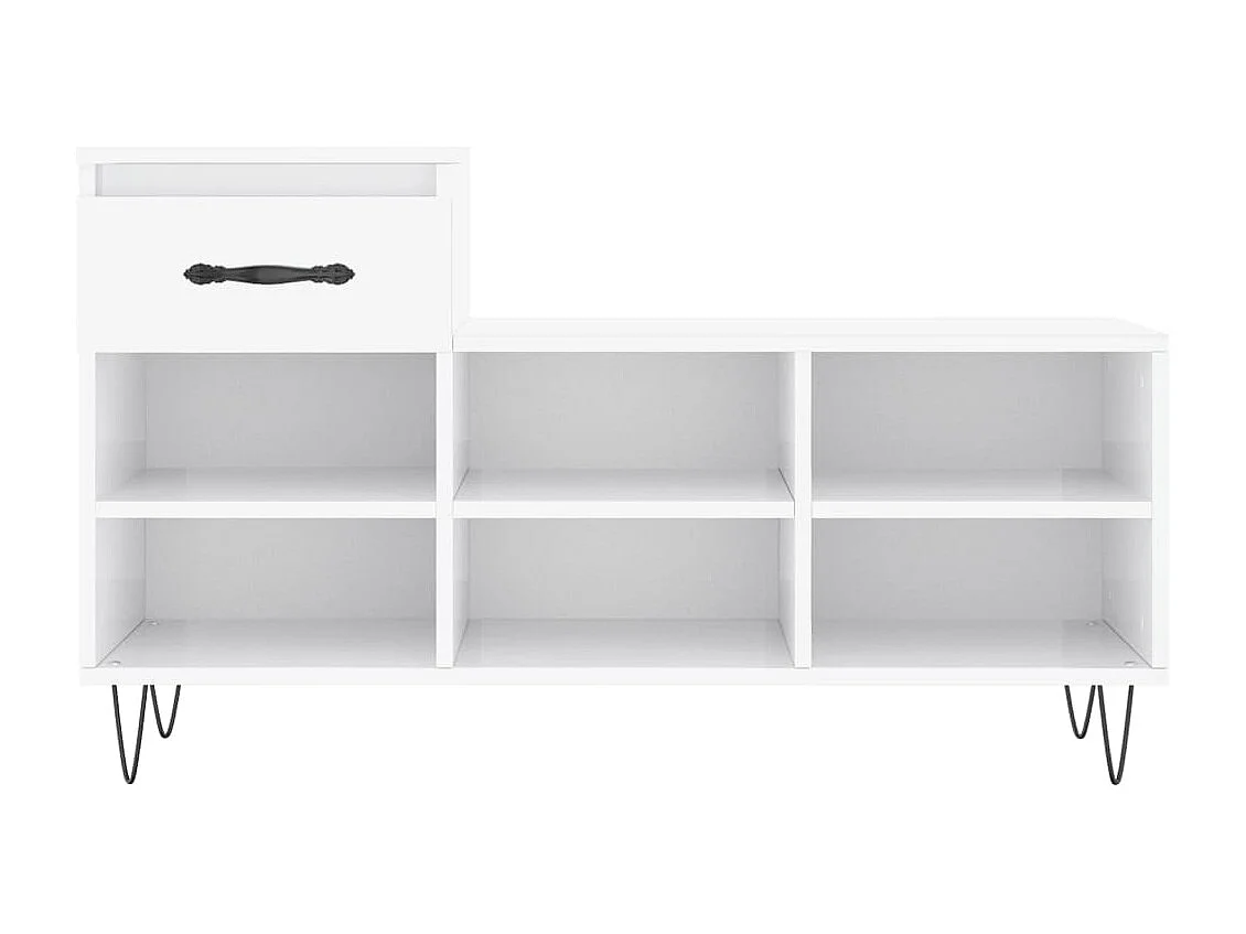 Armoire à chaussure Blanc brillant 102x36x60 Bois ingénierie