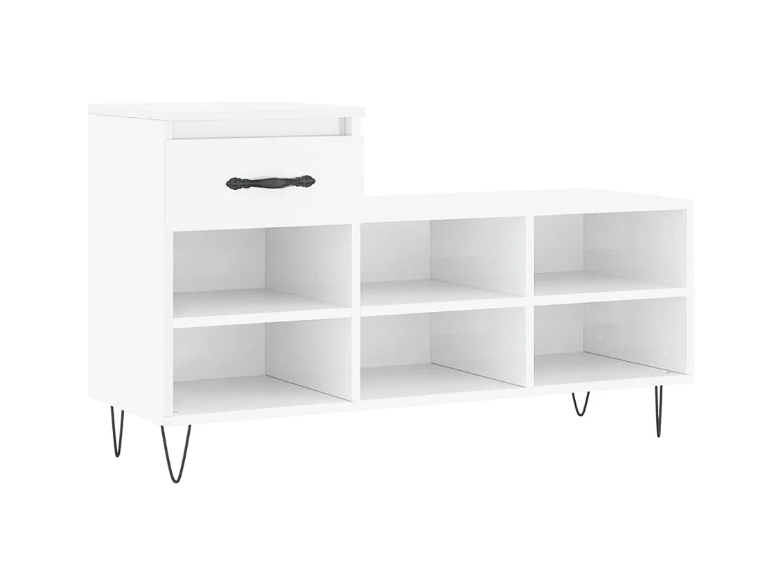 Armoire à chaussure Blanc brillant 102x36x60 Bois ingénierie