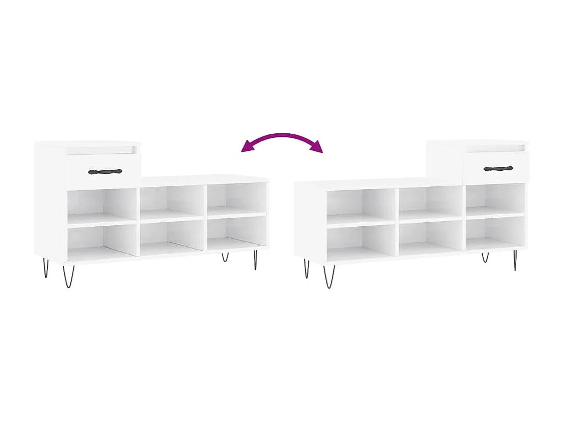 Armoire à chaussure Blanc brillant 102x36x60 Bois ingénierie