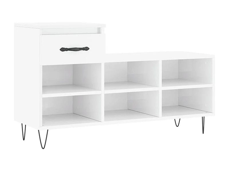 Armoire à chaussure Blanc brillant 102x36x60 Bois ingénierie