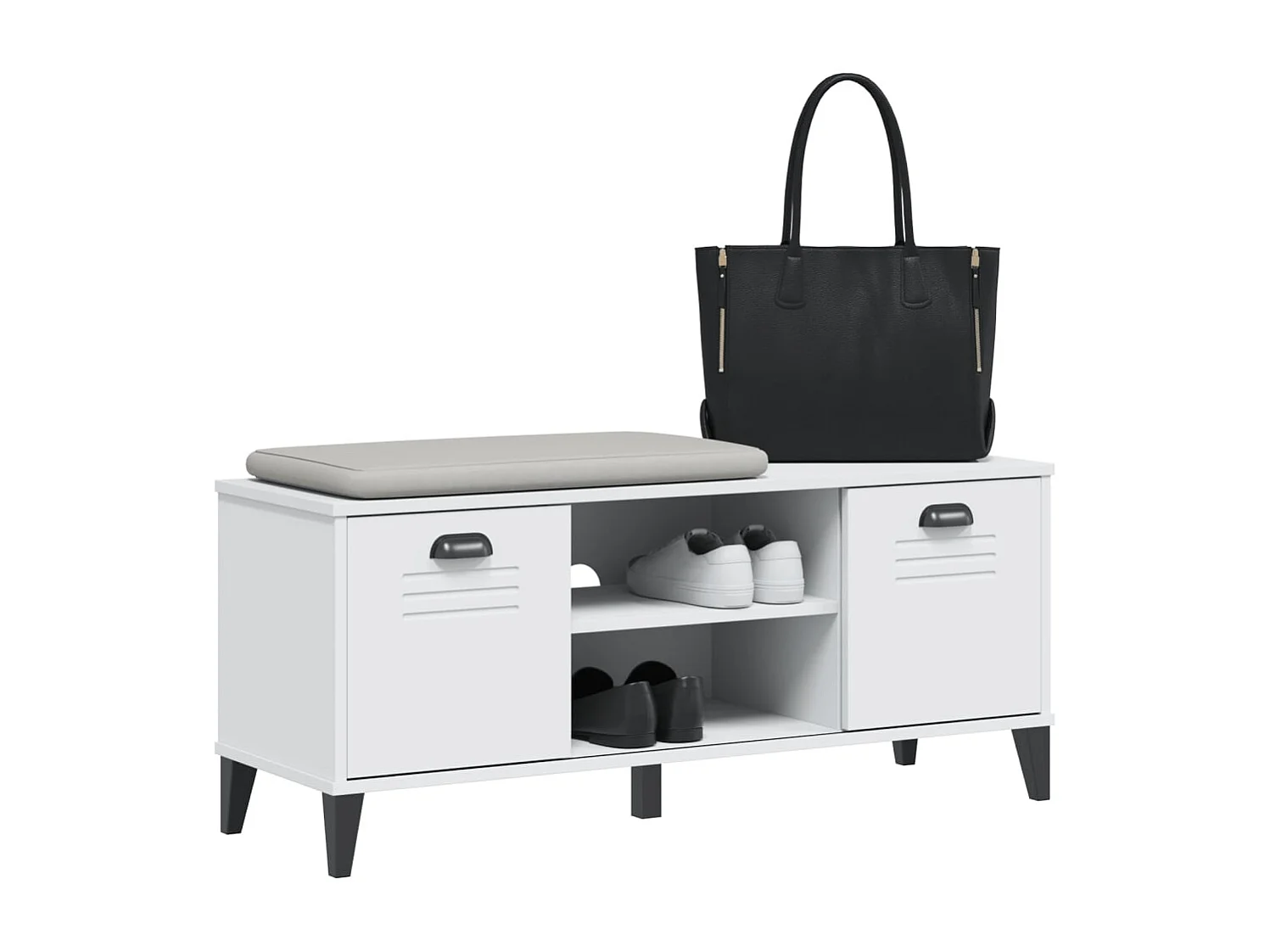 Banc à chaussures VIKEN blanc 106x35x45 bois massif de pin