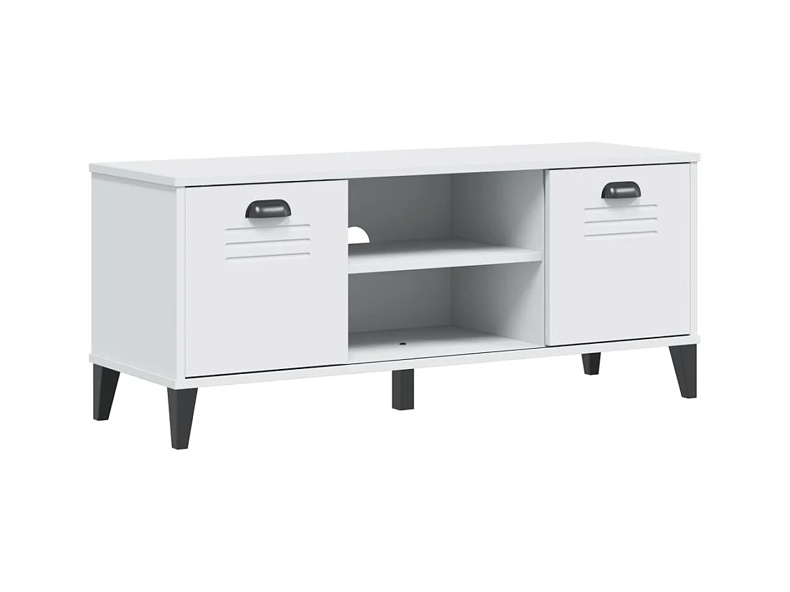 Banc à chaussures VIKEN blanc 106x35x45 bois massif de pin